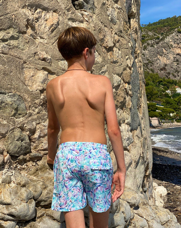 Boy Swim Shorts in Artichoke Print