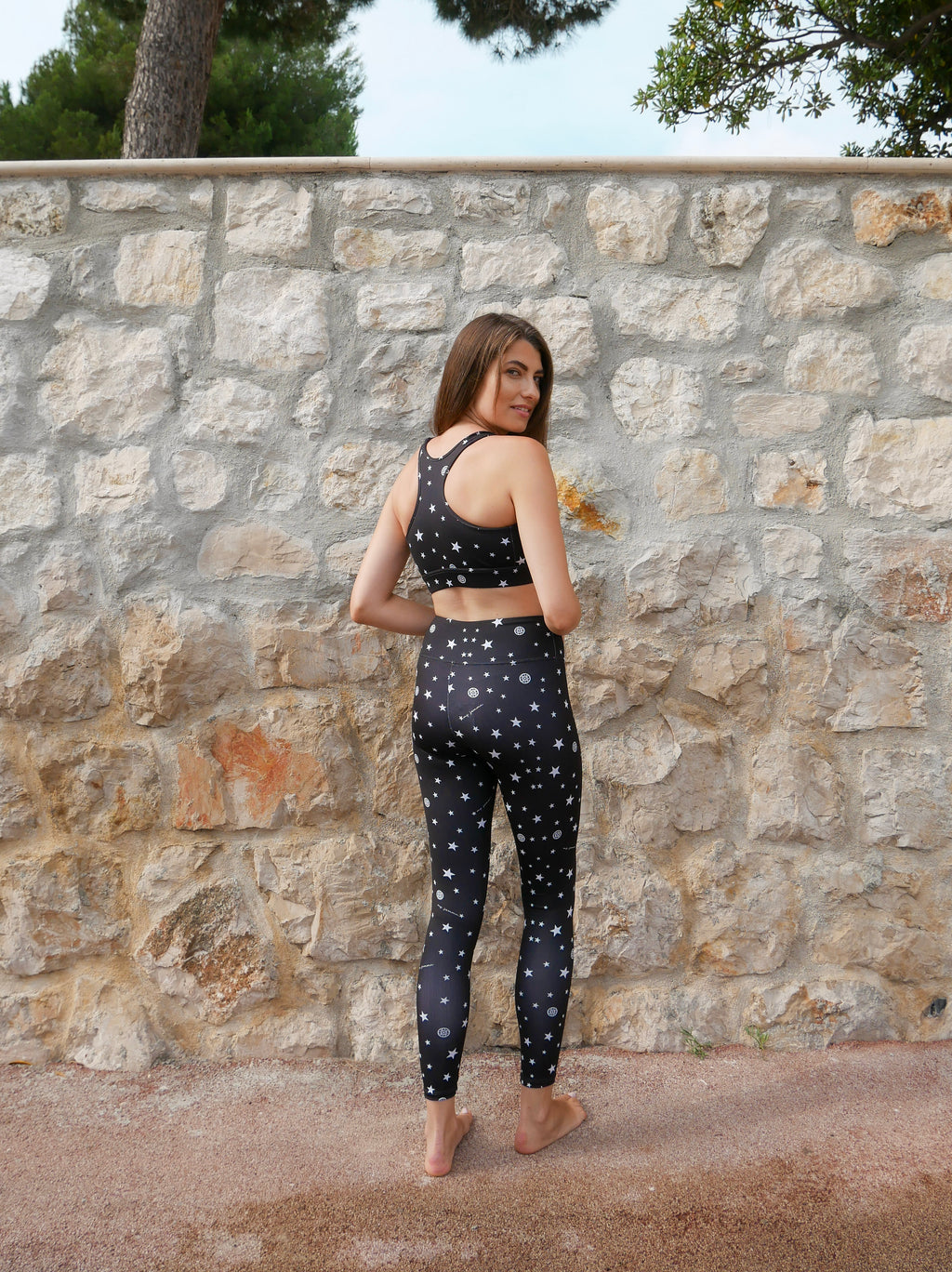 Sports Bra in Black Star Print