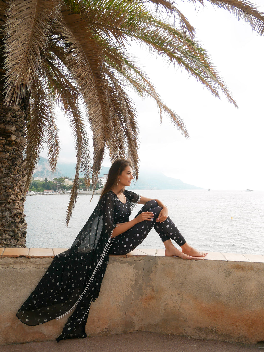 Leggings Maddy in Black Star Print