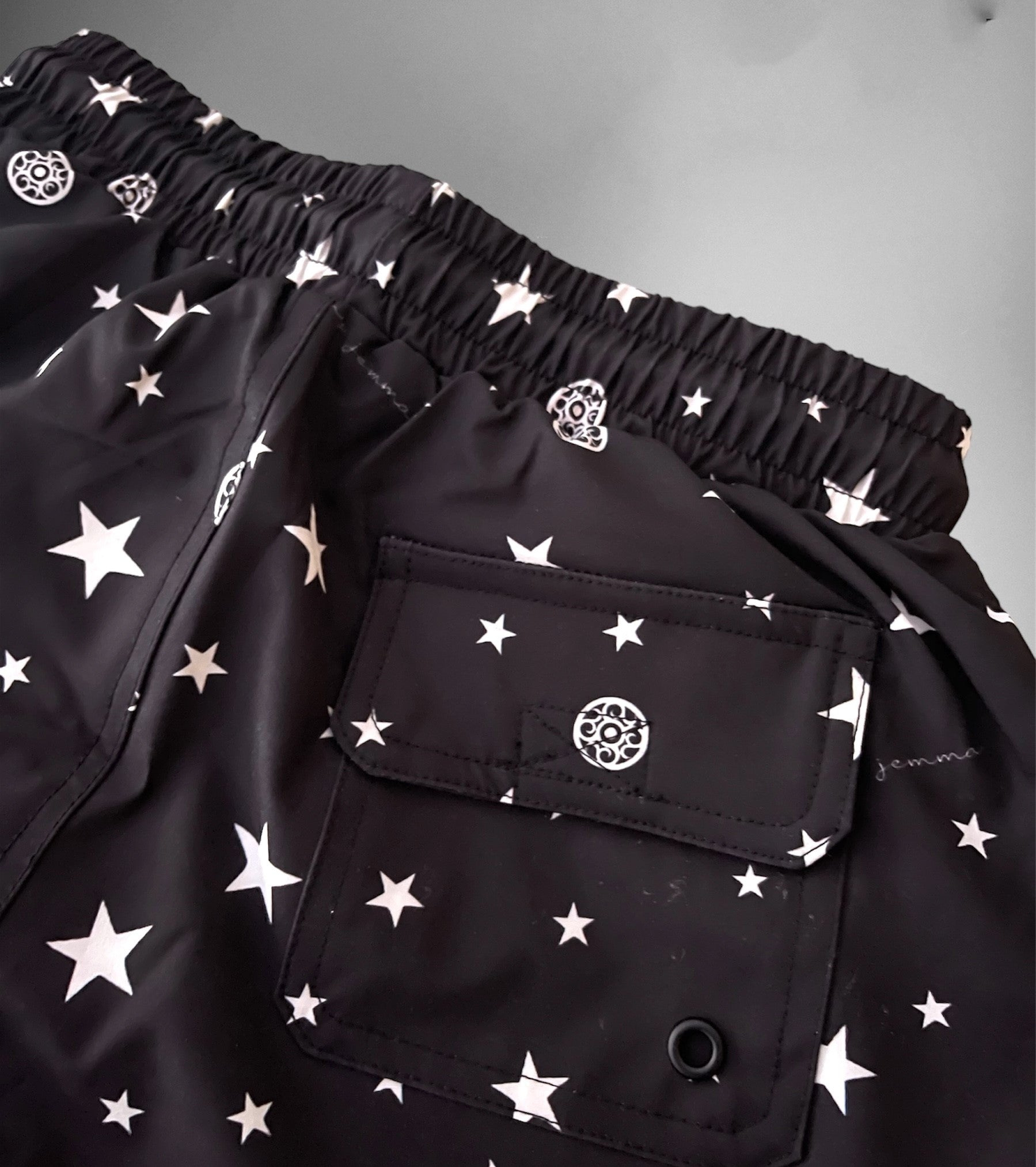 Boy Swim Shorts in Star Prints Black