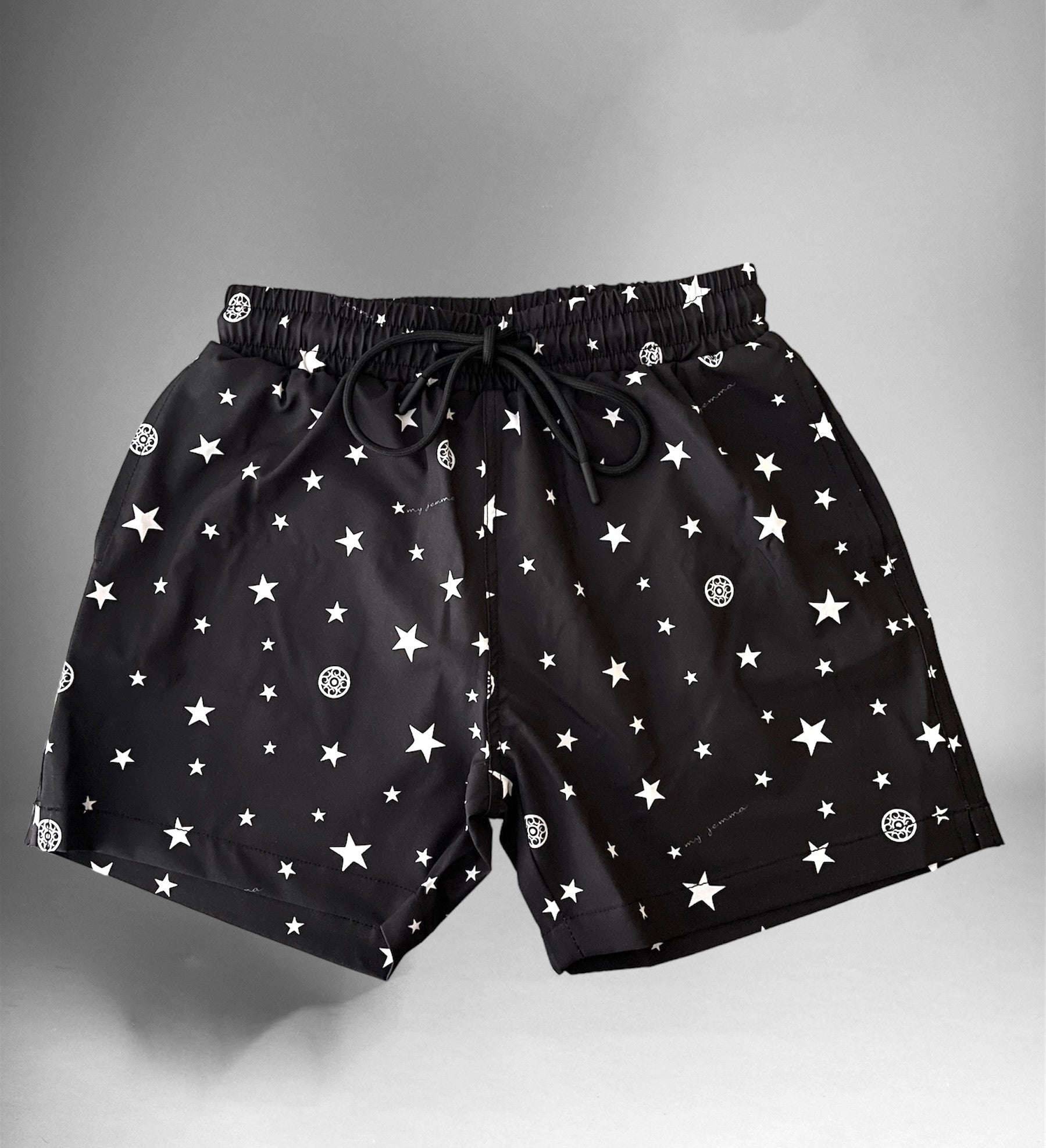 Boy Swim Shorts in Star Prints Black