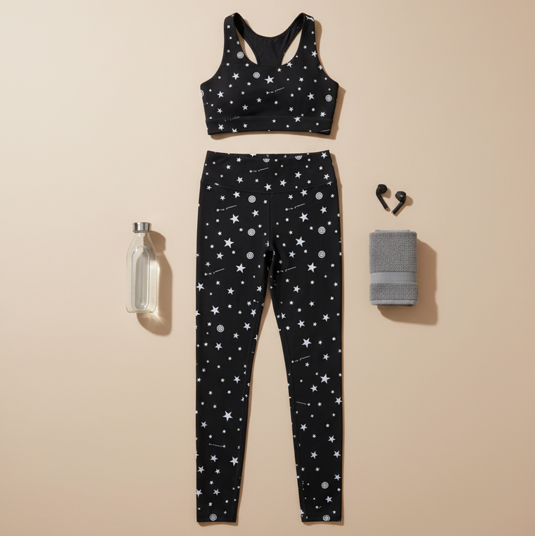 Leggings Maddy in Black Star Print