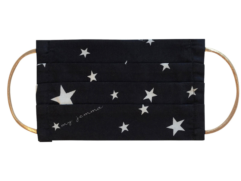 Mask in eco cotton Black Star print - Adult size