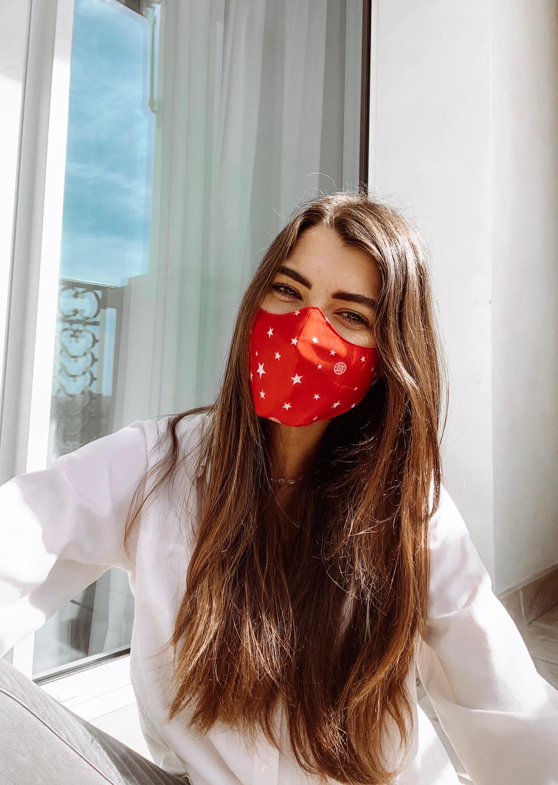 Reversible Mask in Red Star / White Star Print