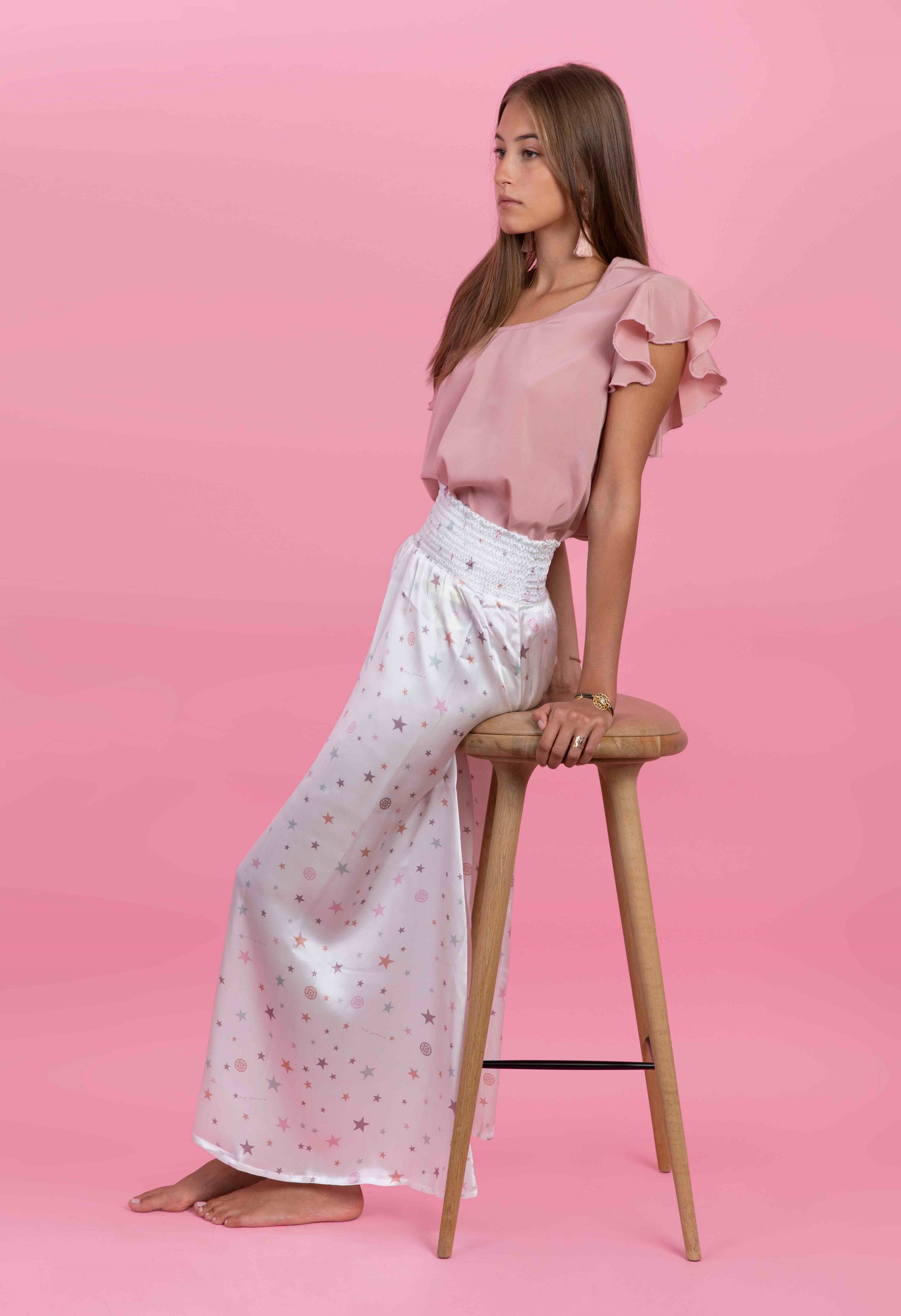 Skirt Charlie in Star Mix printed silk satin